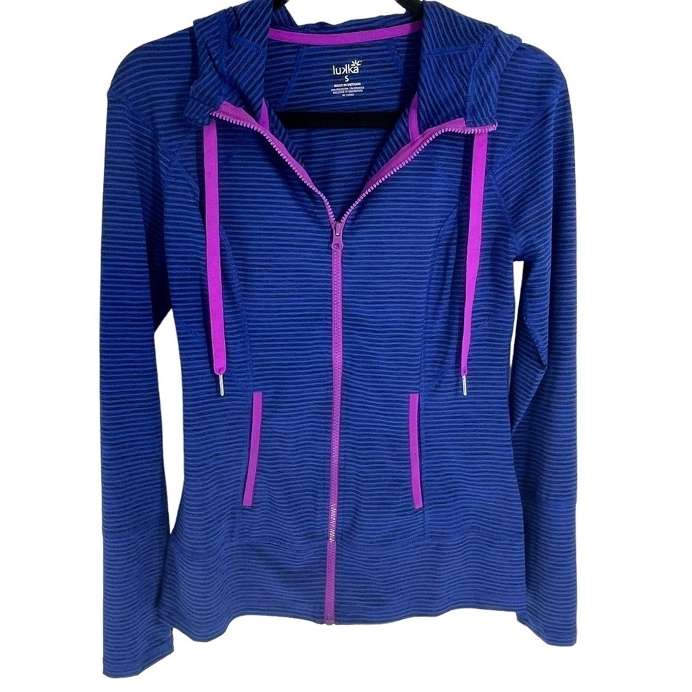 Lukka Blue w/Pink Accents Full Zip Hooded Performance Jacket - Sz S